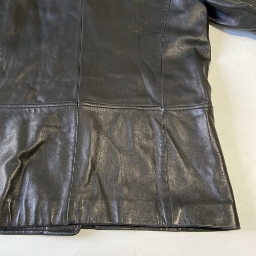 Chaqueta de cuero suave negra Jones New York para mujer M bolsillos forrados con botones *DEFECTUOSA - Imagen 15 de 16