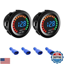 Sylvil 2 PCS Waterproof Voltmeter for Car, DC 12V LED Digital Display Voltage