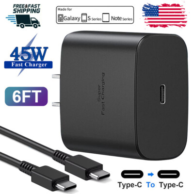  6FT Type Usb-C 45W Super Fast Wall Charger For Samsung Galaxy S24 S23 S22 S21