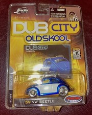 🏁 JADA DUB CITY OLDSKOOL 1959 VOLKSWAGEN ESCARABAJO AZUL CON PORTAEQUIPAJES 1/64 🏁