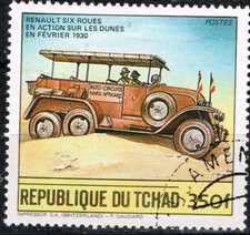Tchad French Car Reno in Sahara Desert stamp 1977