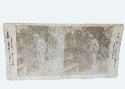 Antique Stereoview Liberty Brand Man Kissing Woman's Hand through Open Window