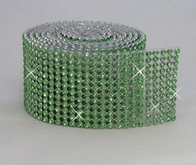 Hotfix LIGHT PERIDOT Mesh Strassband SS8 Borte 3,9 cm 12 Reihen zum aufbügeln 