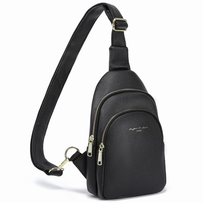 Crossbody Sling Bags Fanny Packs Purses Chest Bag for Women(Black)