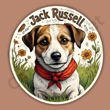 Jack Russell Terrier Dog Breed Wearing Bandana Cute Funny 3" Vinyl Sticker