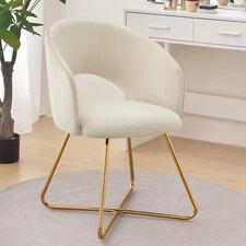 Furniliving Velvet Vanity Chair with Curved Back, Upholstered Barrel Desk Chair 