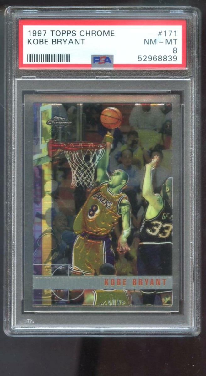 NBAカード1997 topps chrome set kobe bryant 1997-98 Topps Chrome #171 Kobe Bryant PSA 8 Graded Basketball Card