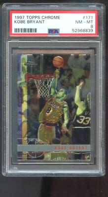 NBAカード1997 topps chrome set kobe bryant 1997-98 Topps Chrome #171 Kobe Bryant PSA 8 Graded Basketball Card