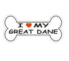 12" love my great dane dog bone bumper sticker decal usa made