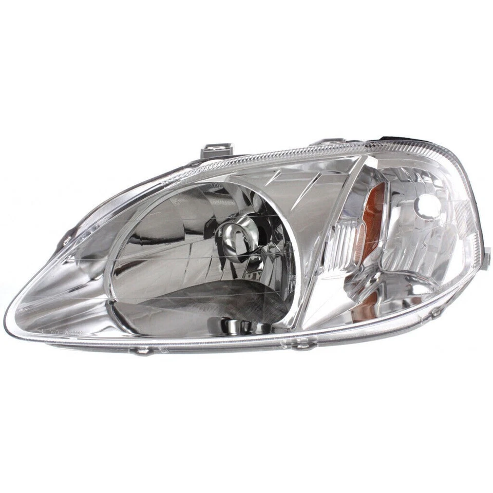 Driver & Passenger Side Halogen Headlight Set For 1999-2000 Honda Civic Foto 3 de 4