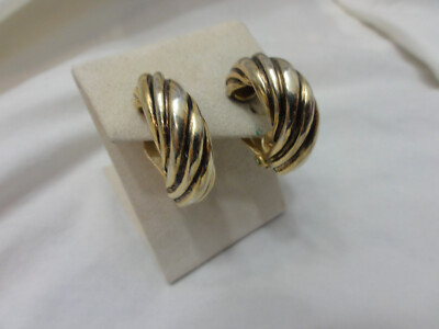 Vintage Clip HOOP EARRINGS ~ Shrimp ~ Huggie ~ Unknown Stamp