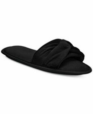 Charter Club Twisted Open Toe Velour Slippers, Memory Foam, Black