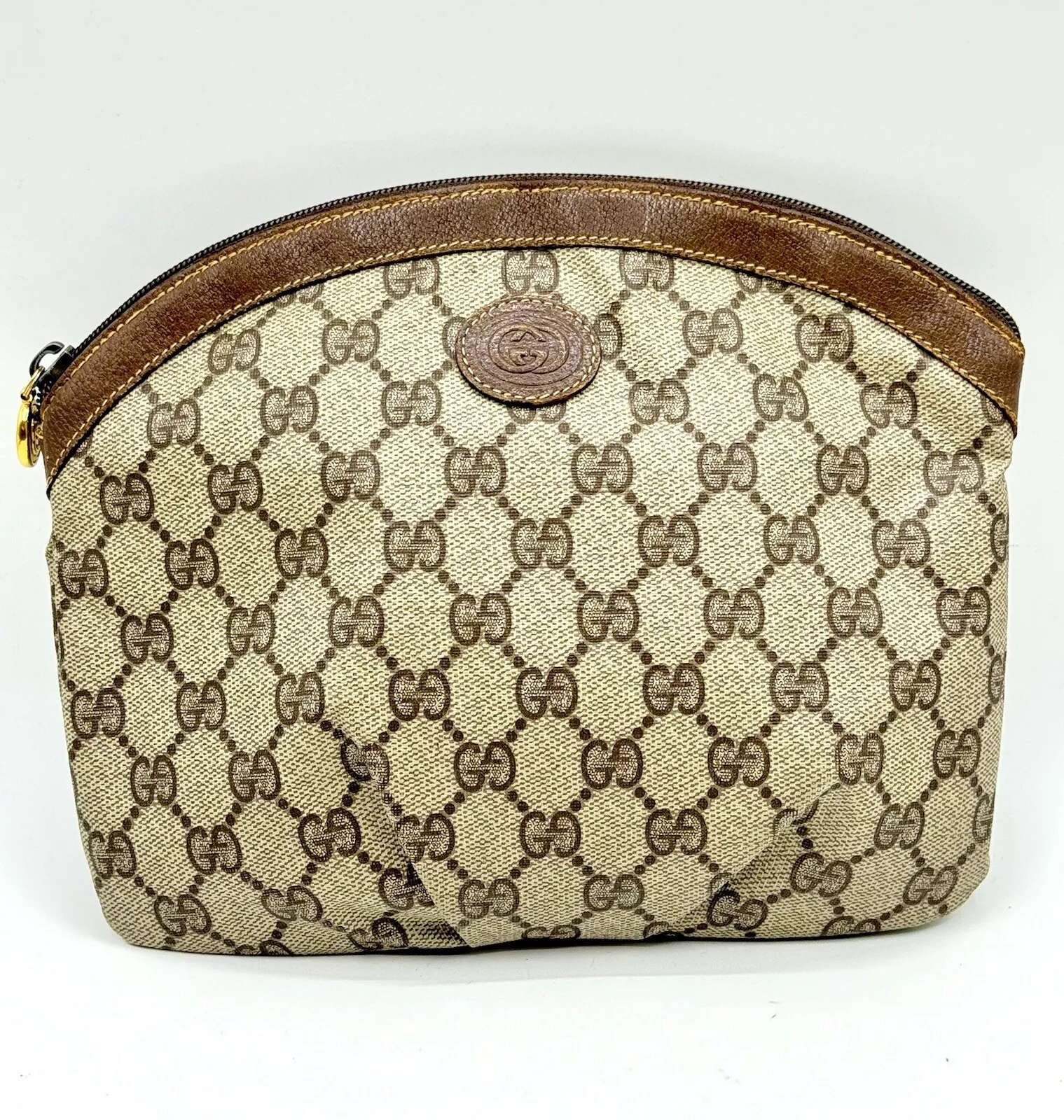 Gucci sac à main pochette vintage GG Supreme PVC marron authentique