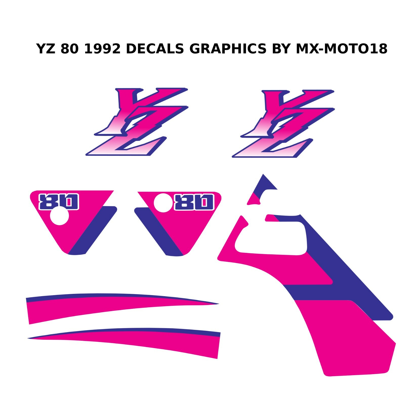 Decal graphic Yamaha YZ 80 1992 pour habillage de moto de collection
