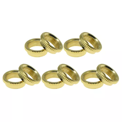 10x  Gold 15/32" Fine Knurl Deep Nut Toggle Switch Nut for Switchcraft Guitars