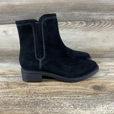 Clarks Maye Zip Black Suede Ankle Boots Women s Size 10.