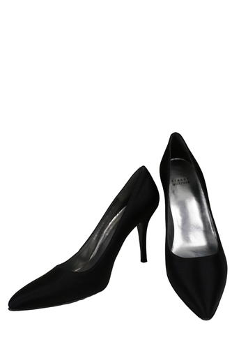 STUART WETIZMAN sz 8.5N Black Satin Point Toe Pumps Heels WORN 1X - Picture 3 of 5