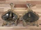 Pair Vintage Hollywood Regency Cherub Gilt Filigree Glass Candle Holders — photo 1