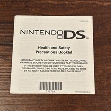 Health and Safety Precautions Booklet Nintendo DS Instruction Manual Only