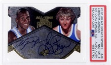 2012 UD Greats Dual Forces Michael Jordan Larry Bird Auto PSA 8 Signed /10 Rare