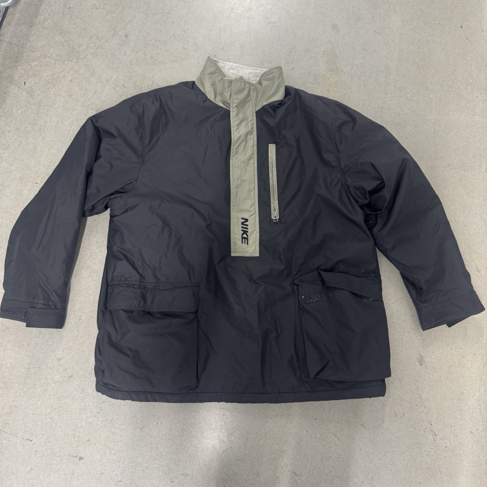 SACAI X NIKE Giacca Nike vintage uomo grande nera giacca a vento Anorak 1 2 zip foderata in pile XL