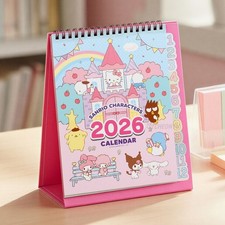 Sanrio 2026 Desk Calendar w/ Monthly Index Tabs  Table Planner Korean Design