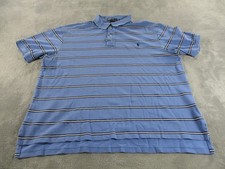 Polo Ralph Lauren Polo Shirt Mens 2XB Big Blue Striped Pique Pony Logo Golf