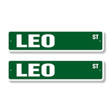 LEO Street Sign (2 Pack) Childrens Name Room Metal Road Sign