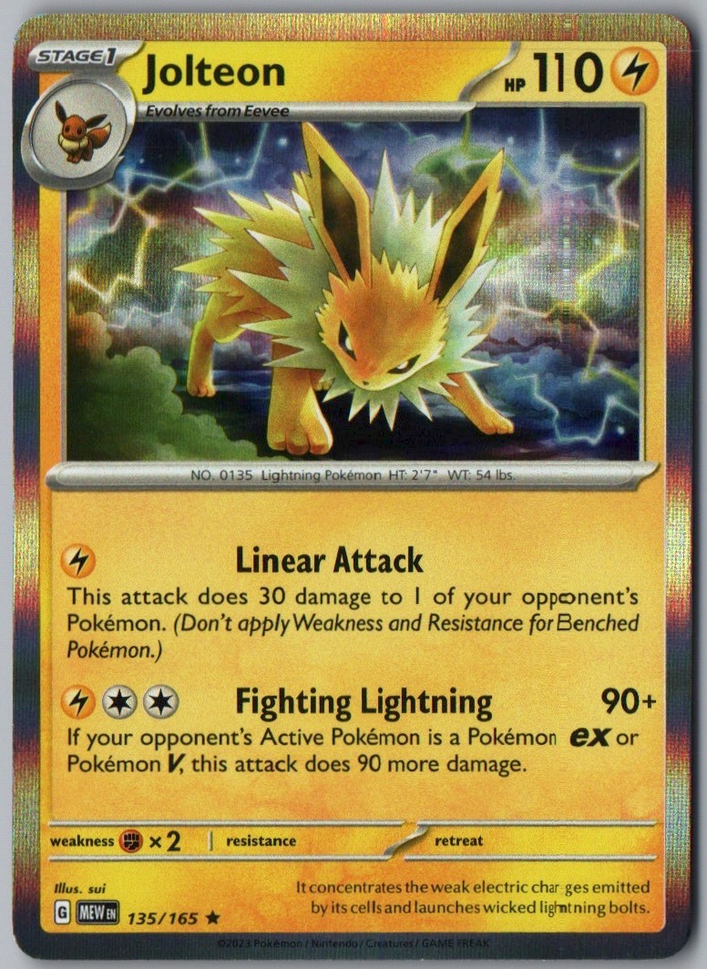 JOLTEON 135/165 RARE 151 POKEMON HOLO