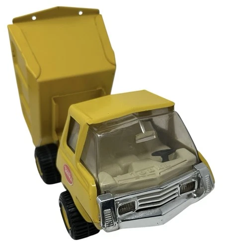 Tonka 1970s 9" Working Dump Truck Yellow Vintage Pressed Steel Collectible