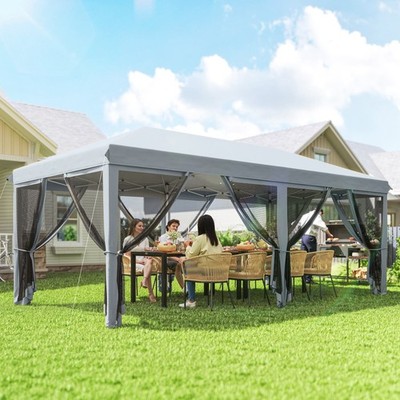 10'x20' Pop Up Party Tent Gazebo Wedding Canopy with 6 Sidewalls, Cream White