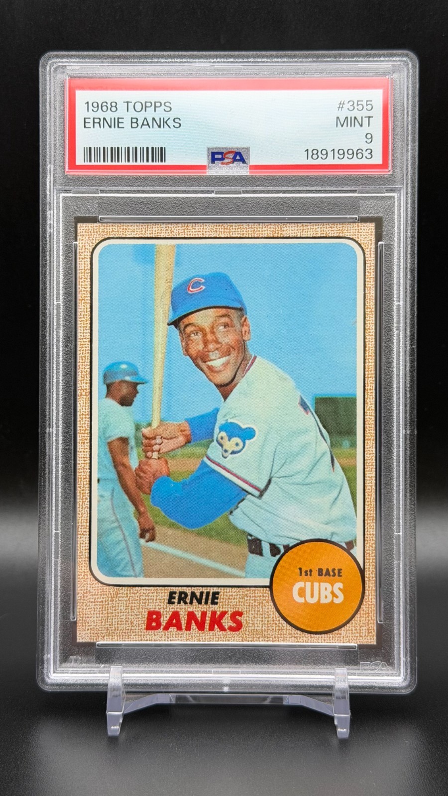 1968 Topps #355 - HOF Ernie Banks Chicago Cubs PSA 9