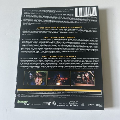 Synapse LE 4KHD Demons I & II Blu-ray-slipcover-Lamberto Bava-cards-poster-book - Picture 13 of 13