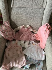 Five baby girl outfits sizes newborn, first size and up to 1 month 
