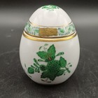 Herend Porcelain Trinket Box Egg Shape Green Chinese Bouquet 6043/AV