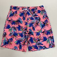 Lands End Big Boys 14 -16H XL Tropical Pink Swim Trunks Pockets Mesh Lining