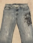 Archaic Men’s Jeans 40x34 Light Wash Straight Cross Embroidered Graphic Denim — photo 2