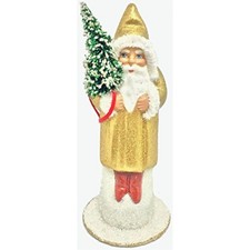 Ino Schaller Golden Shimmer Santa German Christmas Paper Mache Candy Container