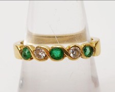 A hallmarked 18ct gold diamond and emerald ring Vintage, 9ct 14ct 18k yellow