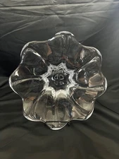 Simon Pearce Large Ruffled Flower Art Glass Centerpiece Dish Pontil