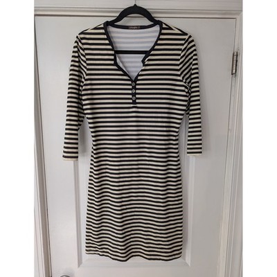 J. McLaughlin Linn Catalina Cloth Dress striped black Cream Womens Small