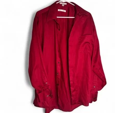 Geoffrey Beene Men's Dress Shirt Red 16 1/2 (34/35) Wrinkle Free Sateen Large L