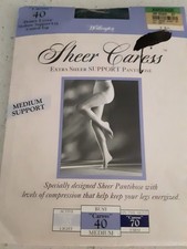 Sheer Caress Extra Sheer Pantyhose Medium Support Control Top AVERAGE Off Black