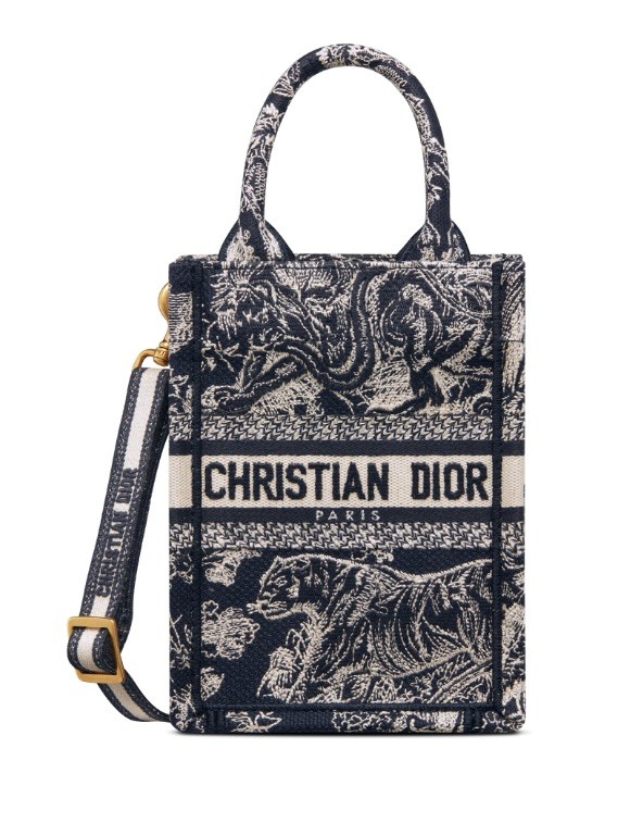 Brand New Navy Christian Dior Toile de Jouy Mini Book Tote Phone Bag
