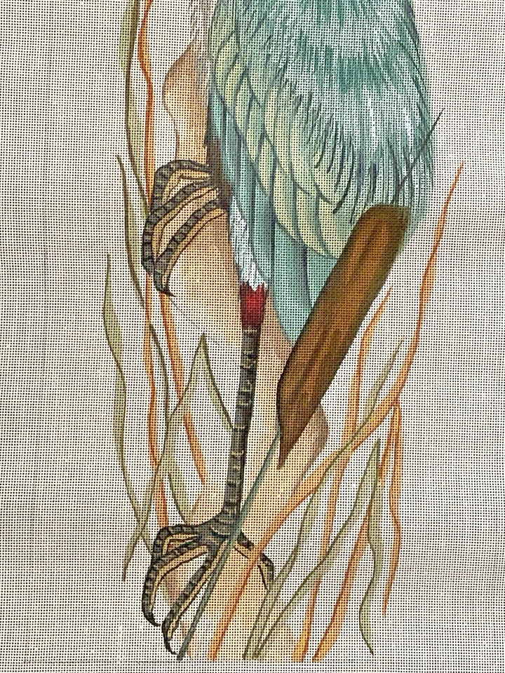 Needlepoint Hand Stitch Painted Canvas Great Blue Heron #8706 20" x 10" Design - Image 4 of 4