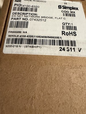 Simplex 4100-6320 ES NET Network Bridge Flat OEM  Sealed 07432512 24311V Date