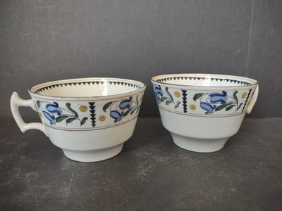 Vintage Wood & Sons Bluebell Blue Tulip Floral Teacups Set of 2 England [6040]