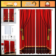 Red Theater Curtains for Stage Home, 52x84in Drapes for Living Room Bedroom