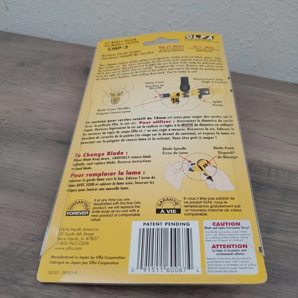 OLFA 18mm Circular Rotativo Cortador CMP-3 Herramienta de Corte Papel Tela Vinilo Cuero Foto 3 de 4