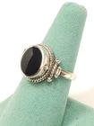 Black Onyx Poison Ring 925 Sterling Silver Handmade Ring Trinket Pill Box Ring